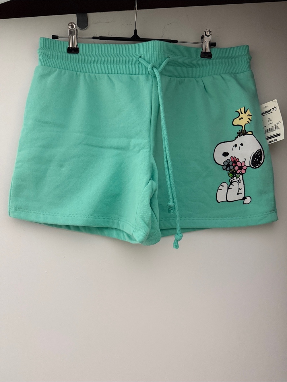 Girls' Snoopy Mint Green Drawstring Shorts